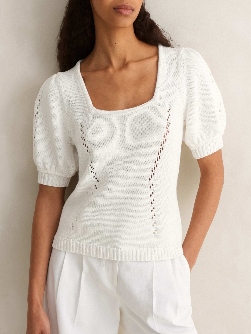 Me + Em Chunky Cotton Square Neck Top